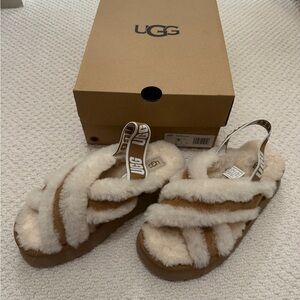 Womens UGG® Disco Cross Platform Slide Sandal - Chestnut size 8